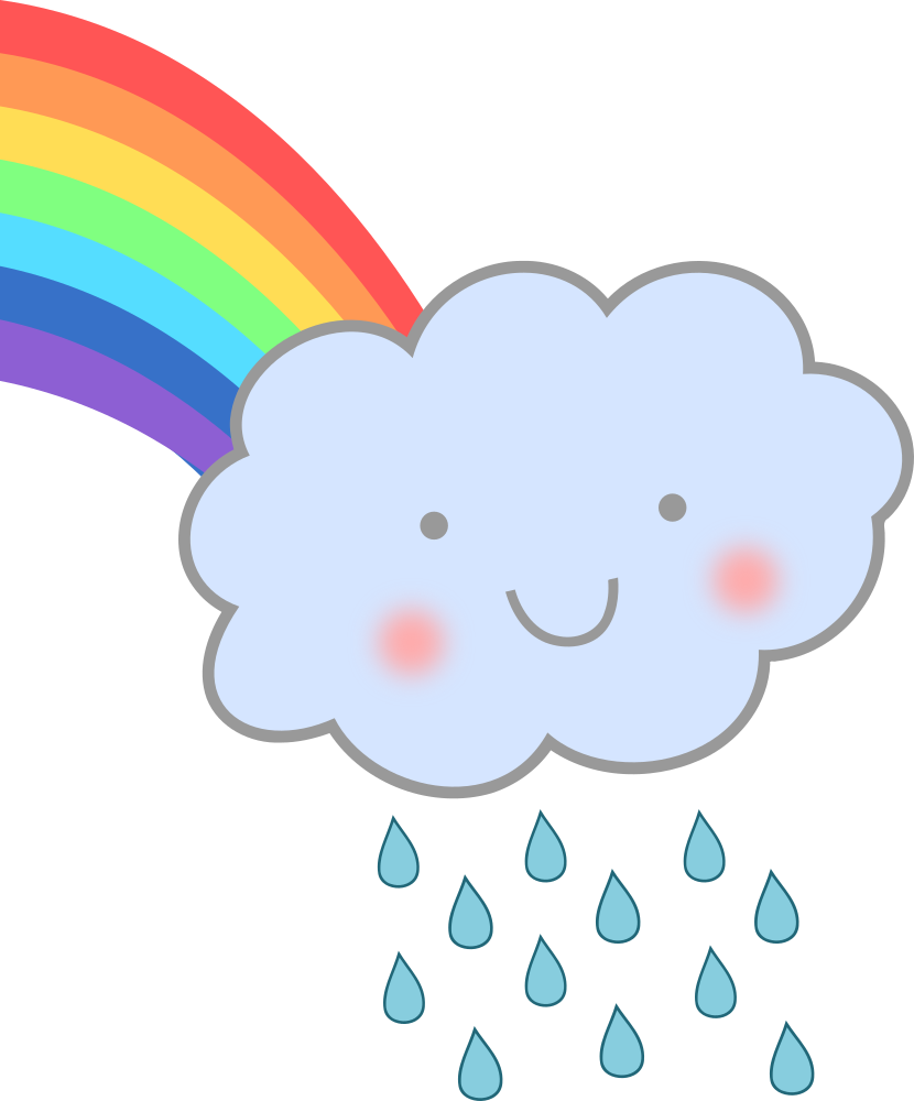 OnlineLabels Clip Art Cute Rain Cloud with Rainbow